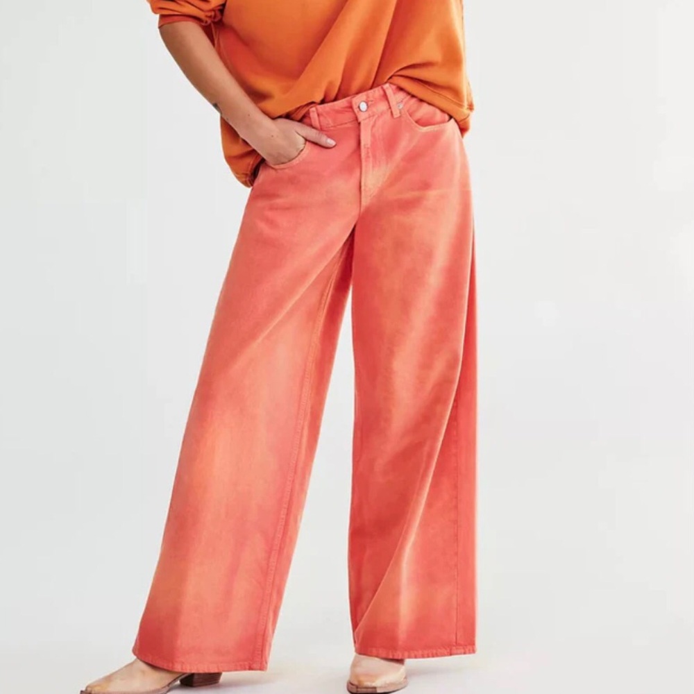 Free People WE THE FREE Waterfalls Baggy Wide Leg Jeans NEW
